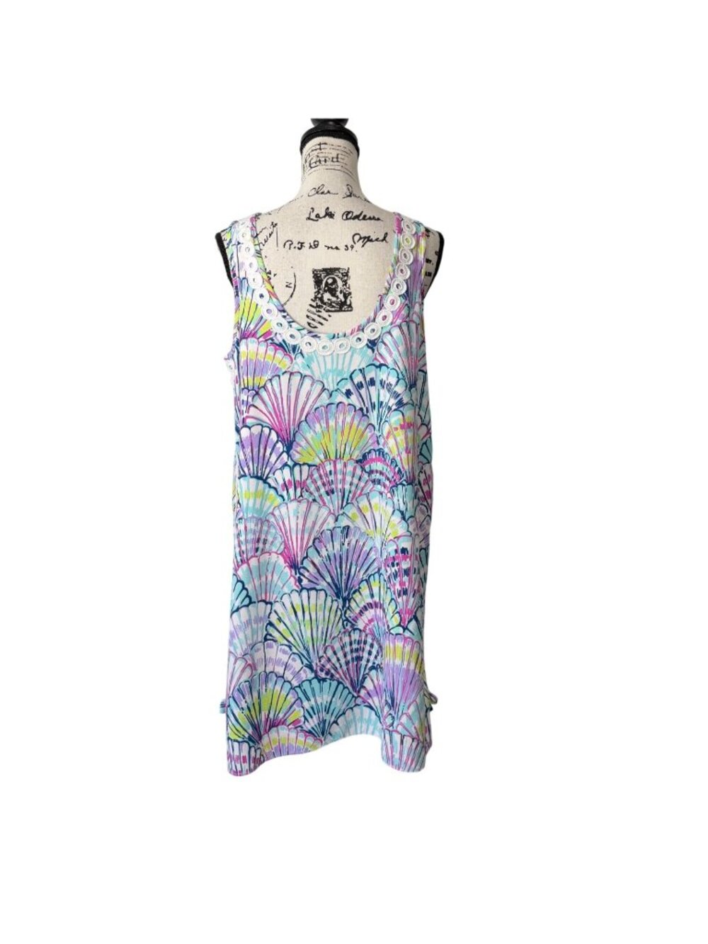 Lilly Pulitzer Womens Size 10 Sleeveless Dress Stella Serene Blue Shell Crochet - Picture 3 of 9